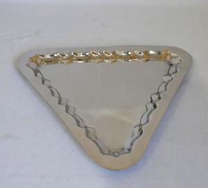 Aluminum Hammered Nickel Plated Gold Plated Shining Polish Modern Luxury Exclusive Fancy Food Safe Server Round Platter Server - Product Image 5