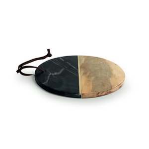 บอร์ดสับกลมทำจากหินอ่อนและทองเหลือง,บอร์ด Inlayed Olive Mini Round Beach เขียงไม้และเขียงสำหรับห้องครัว - Product Image 2