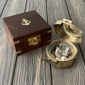 3 "Mini hải lý Brass brunton La bàn từ tính với trường hợp đồng tỏa sáng nhìn chỉ hướng dẫn cho du lịch và đi bộ đường dài chế độ bỏ túi - Product Image 4