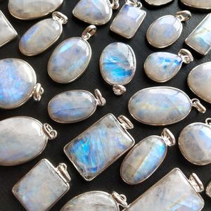 White Crystal Moonstone <b>Necklace</b> <b>Small</b> Stone Pendant Moonstone Dainty Jewelry Silver Stone Pendant Adjustable Moonstone Ring Pen - Product Image 5