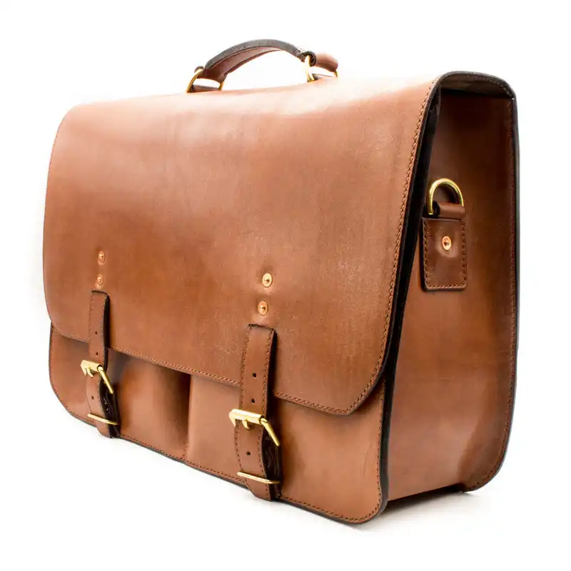 Genuine Leather Brown Color Office Briefcase And Bag With Custom Design and Color Made in Pakistan
