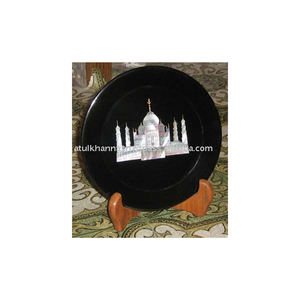 Assiette Taj Mahal en marbre noir, 5 pièces, très belle plaque - Product Image 1