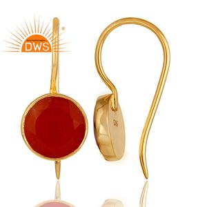 18พันทองชุบเครื่องประดับเงินสเตอร์ลิงตะขอต่างหูผู้ผลิตเหลี่ยมเพชรพลอยนิลสีแดงต่างหูเครื่องประดับผู้ผลิต - Product Image 3