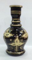 Chicha Farida en verre, base artisanale givrée, modèle Jumbo égyptien avec accents dorés, idéale pour les voyages, les fêtes et le camping – Utilisation en extérieur