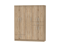 Armoire de chambre FURNIZONE de fabrication malaisienne, design moderne de haute qualité, panneaux en bois, 2 tiroirs, robuste, multicolore, grande capacité de suspension