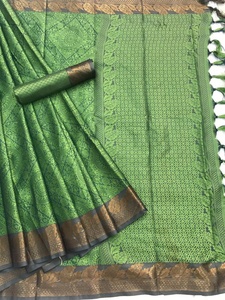 Ropa étnica Algodón Seda Sari Mujeres Use Prenda - Product Image 3