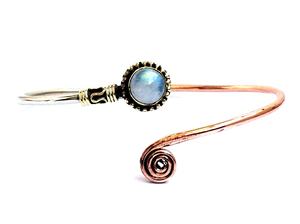 Pulseras de puños de moda Pulseras de puños de piedra Brazalete de plata Pulseras de puños de piedra lunar - Product Image 2