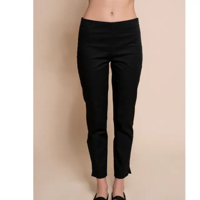 casual high waisted cotton women trousers high quality straight capri zip side trousers 100% made in italy for the day