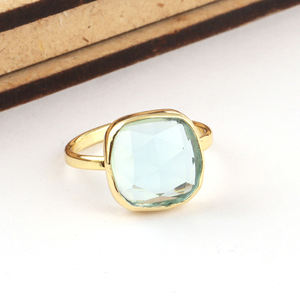 Bague Quartz à Facettes Bleu Ciel Unisexe Design Populaire Plaqué Or/Argent Doigt Ouvert Réglable Dernières Fêtes de Mariage à la Mode - Product Image 5