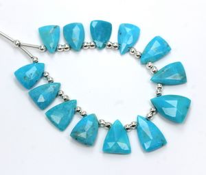 Arizona Natural Turquoise Faceted Trillion Shape <b>Stone</b> <b>Beads</b> Premium Handcrafted Product - Product Image 3