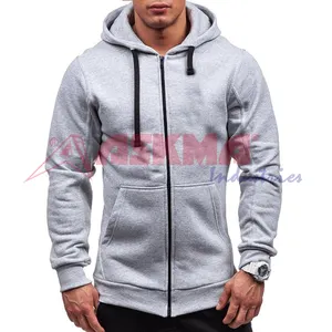 Heren Hoodie Groothandel Prijs Relaxed Fit Ademend Katoen Polyester Blend 320Gsm Fleece Rits Up Pullover Plus Maten Custom Logo