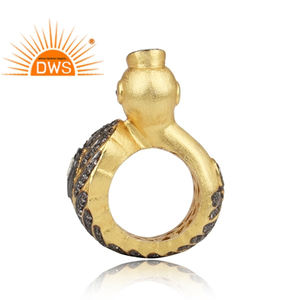 Bague en argent Sterling naturel pour adultes, bijoux en plaqué or, motif paon Antique, vente en gros, fabrication de bijoux faits à la main - Product Image 5