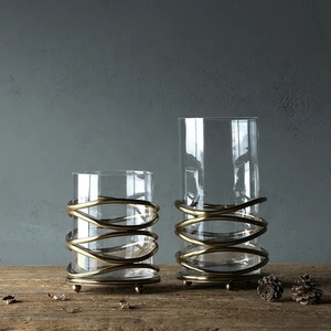 Modern Brass Wrapped Glass <b>Vase</b> <b>Set</b> Handmade Tabletop Decor - Product Image 1