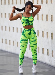 Mallas sin costuras Tie Dye para mujer, leggings informales de entrenamiento para gimnasio, material de alta calidad, precio al por mayor - Product Image 3