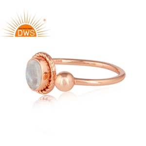 รูปไข่ตัดรุ้งมูนสโตนพลอย925แหวนเงินสเตอร์ลิงผู้ผลิตเครื่องประดับกุหลาบชุบทองออกแบบแหวนเงิน - Product Image 2