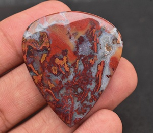 Cabochons d'agate de mousse naturelle, pierres précieuses rondes, en vrac, rouge, vente en gros - Product Image 1