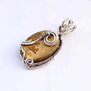 Colgante de Ágata Natural con Diseño Único, Envuelto a Mano con Alambre, Plata de Ley 925, Precio de Fábrica al por Mayor - Product Image 1