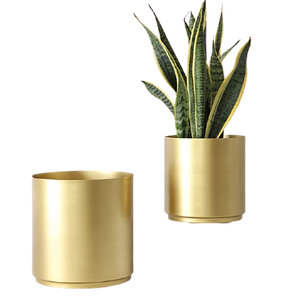 Maceta decorativa de Metal para el hogar y el jardín, maceta de hierro, maceta de metal dorada - Product Image 3
