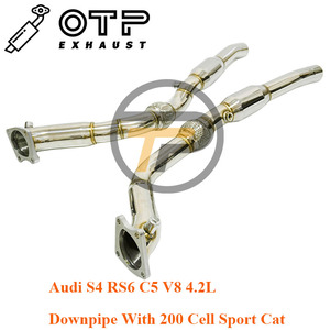 Tuyau d'échappement OTP pour Au.di <span class=keywords><strong>S4</strong></span> RS6 C5 <span class=keywords><strong>V8</strong></span> 4.2L Downpipe avec catalyseur sport 200 cellules, tuyau d'échappement haute performance - Product Image 3