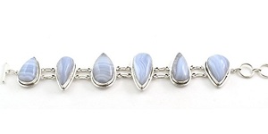 Pulsera de ágata de encaje azul, joyería al por mayor, pulsera de piedra de plata de ley - Product Image 5