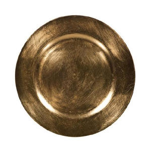 Plat et assiette couleur or de qualité supérieure Plaque de chargeur en métal bronze domestique Décoration de table de dîner de forme ronde en vrac - Product Image 1