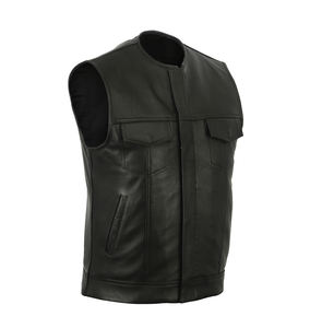 <b>MENS</b> SOA REAL QUALITY LEATHER BLACK PREMIUM BIKERS <b>WAISTCOAT</b> VEST <b>UK</b> STOCK - Product Image 1