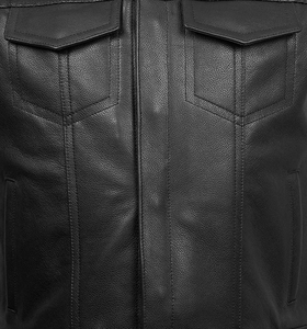 Gilet de motard en cuir véritable pour hommes, gilet chaud d'hiver, Design Rare avec l'avant et l'arrière, en cuir perforé noir - Product Image 6