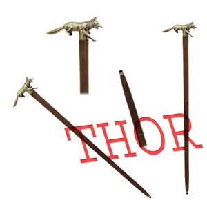 워킹 하이킹 등산 스틱 솔리드 황동 폭스 해골 헤드 지팡이 빅토리아 워킹 스틱 나무 장미 나무 지팡이