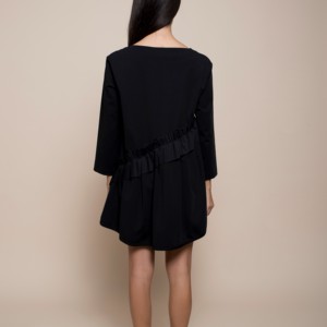 SM Best quality Italian crew neck mini dress with rouge behind, pockets, rounded bottom with slits, for <b>party</b> - Product Image 4