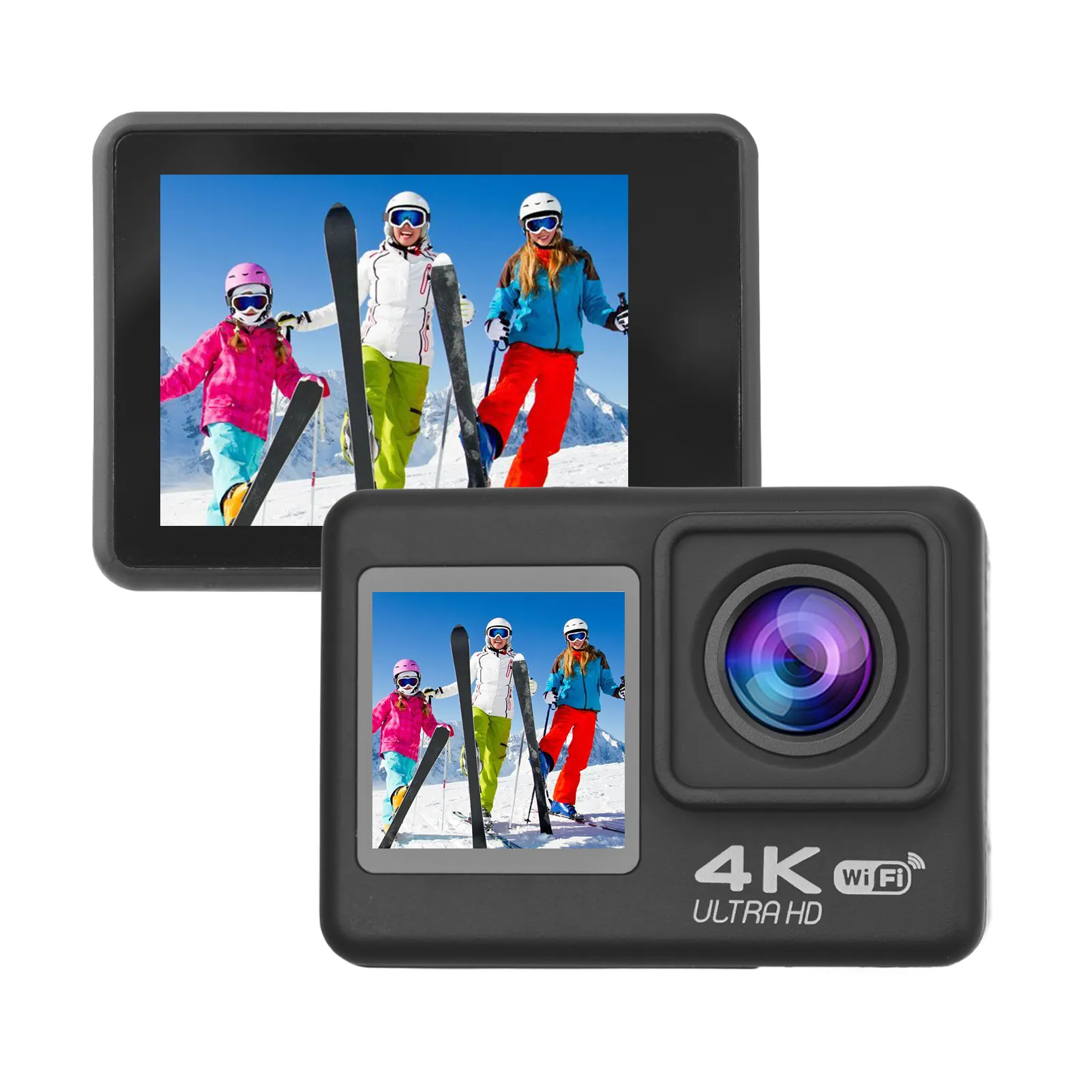 4K 60FPS High Definition Dual Screen Wide Angle 30 Meters Waterproof WiFi Action Camera