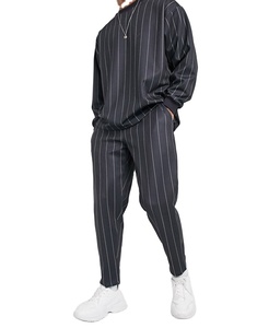 Men's Line Pattern Over Sized Tracksuit Men's Pullover Printed Sweatsuit - Product Image 3