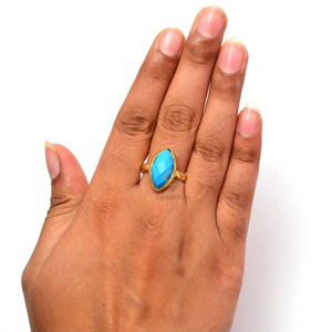 Piedra preciosa turquesa natural Anillo de marquesa de plata esterlina 925 Conjunto de bisel vintage Anillo de aniversario para proveedores mayoristas - Product Image 4