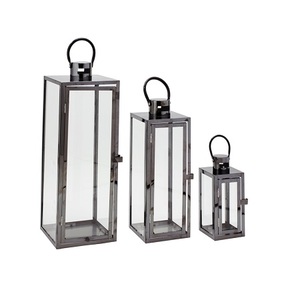 Juego de 3 faroles colgantes de tamaño y forma personalizados, farol colgante de metal y vidrio de primera calidad a granel - Product Image 1