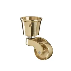 Contemporary and Modern Design Brass Finish 38mm Round Shape Brass Cup Castor for Furniture