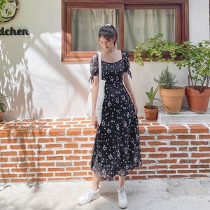 Novedades All-Over Printed Floral <span class=keywords><strong>Spring</strong></span> Dresses para mujer Midi Length Button Closure Mint Black Natural Lavable Made - Product Image 2