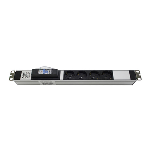 19 inç 4 yollu 1U alman soket devre kesici raf montaj PDU alüminyum güç dağıtım ünitesi fabrika fiyat OEM ODM - Product Image 4