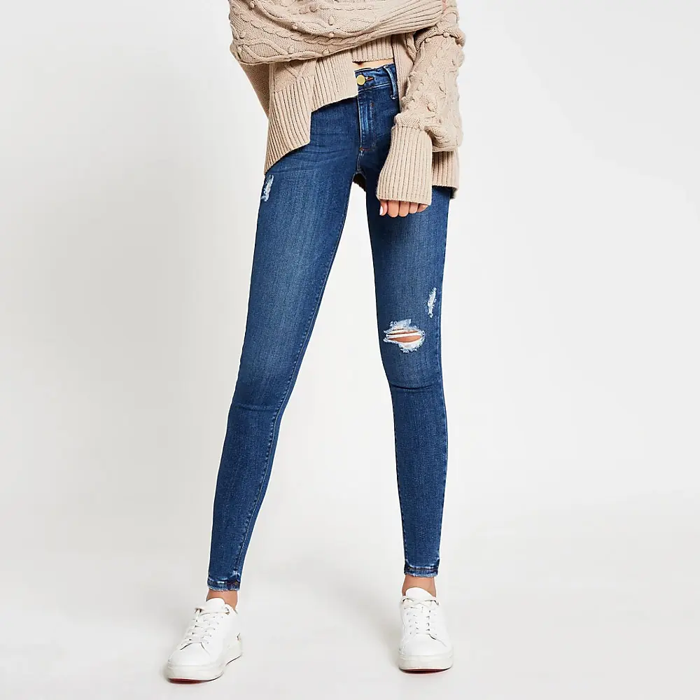 Skinny Ripped Stretchy Nhẹ Denim Jeans Đối Với Phụ Nữ/Nhà Máy Bán Buôn Mới Nhất 2022 Thiết Kế Jeans Của Phụ Nữ