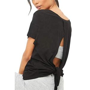 Oem secado rápido espalda abierta mujeres yoga camiseta sin mangas fitness - Product Image 1