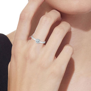 แหวนพลอยบุษราคัมสีฟ้าทรงมน,แหวนบิดทำจากเงินแท้925เนื้อแข็งสำหรับหญิงสาว - Product Image 5