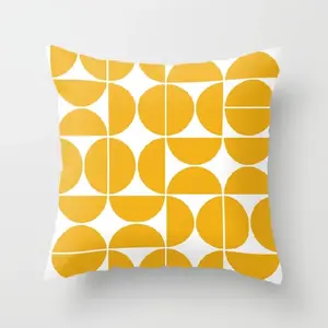 Home decor manufacturers price custom square Shape White Color With Yellow Ball Printed sofa cushions GOTS certified