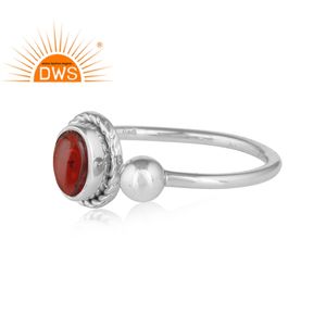 เครื่องประดับแหวนโกเมนตัดรูปไข่,เครื่องประดับแหวนเปิดได้ทำด้วยมือเครื่องประดับเงินสเตอร์ลิงออกซิไดซ์สำหรับเด็กผู้หญิง - Product Image 2