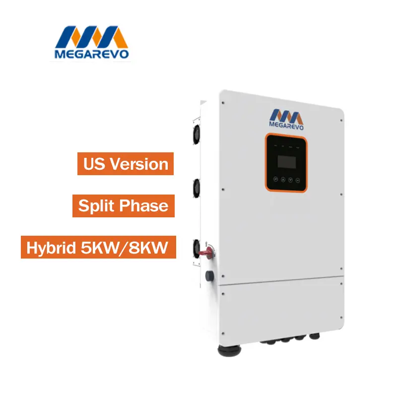 MEGAREVO Inverter Tenaga Surya Hibrida, 5KW Inverter Fase Terpisah 8KW 11,4 KW 60HZ 120V 240V Kebisingan Rendah