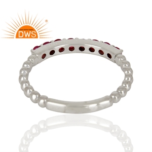 แหวนพลอยทับทิมธรรมชาติสีเงินสเตอร์ลิง925เป็นของขวัญสำหรับผู้หญิง - Product Image 3