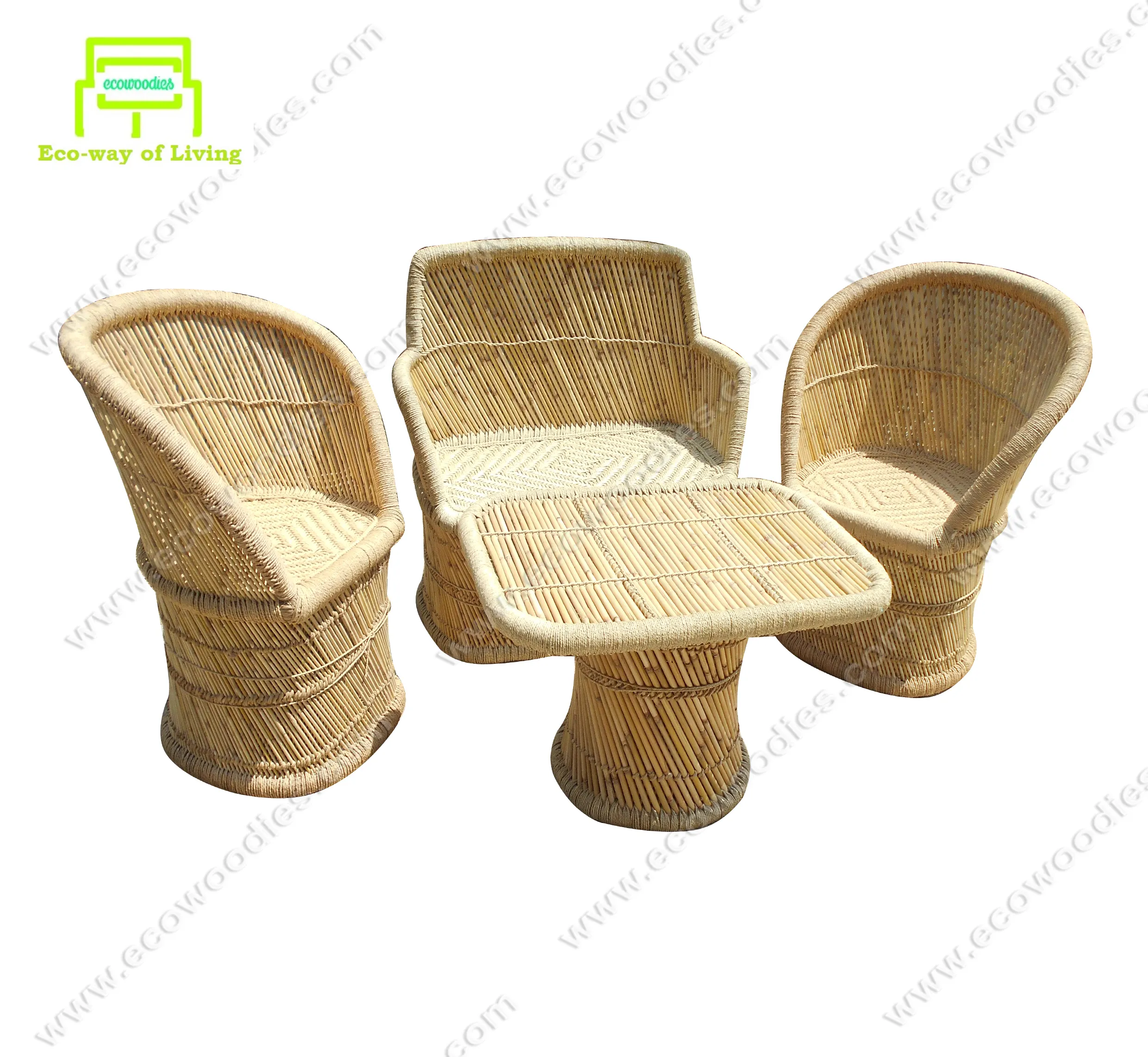 New Model Rattan Bamboo Chair TableのSet 4ソファリビングソファセットレストランセット屋外ガーデンオフィスでリビングルームのソファ