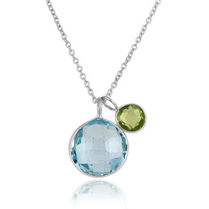 S925 Collar con colgante de plata esterlina Cadena de diamantes clásica Moda DE BODA unisex con amatista Iolita Multi perla - Product Image 3