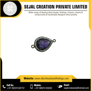 925 Sterling Silver Green Gemstone Connector From India Wholesale - Product Image 6