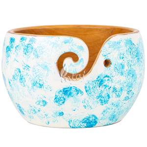Patchy Design wooden Bowl Handcrafted Wooden Knitting and Crocheting Bowl Yarn Storage Bowl/Holder gifts for mothers day