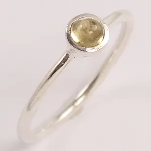 Cincin kristal penyembuhan buatan tangan desainer potongan bulat unik perlindungan batu permata kristal Citrine alami perak murni 925