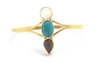 Pulsera chapada en oro con piedra pulsera hecha a mano - Product Image 2