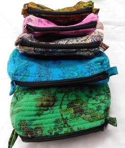 Bolsos de cosméticos de seda Vintage hechos a mano, bolso de maquillaje, bolsa de inodoro de seda - Product Image 5